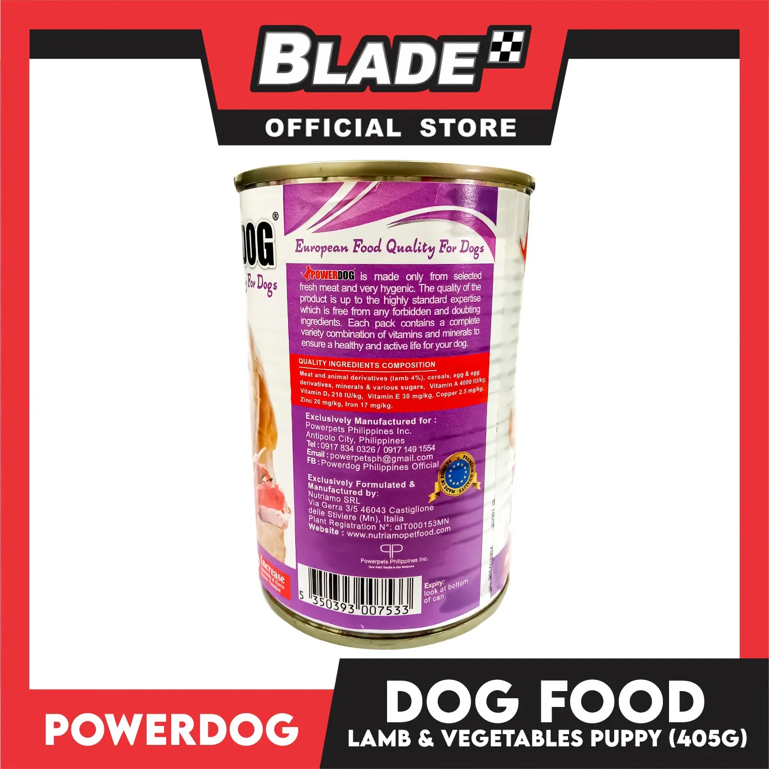 PowerDog Lamb and Vegetables for All Breeds Puppy 405g Wet Canned Dog Food