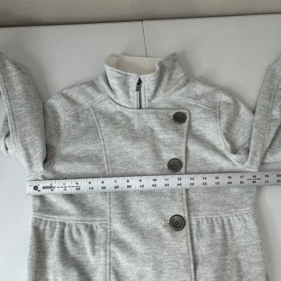 Prana Womens Jacket Small Gray Martina Long Heathered Trench Coat Active Neutral