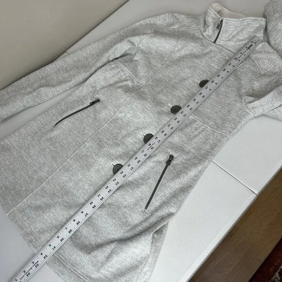 Prana Womens Jacket Small Gray Martina Long Heathered Trench Coat Active Neutral
