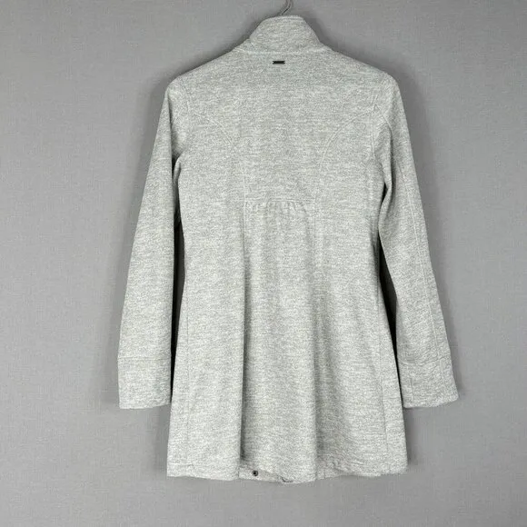 Prana Womens Jacket Small Gray Martina Long Heathered Trench Coat Active Neutral
