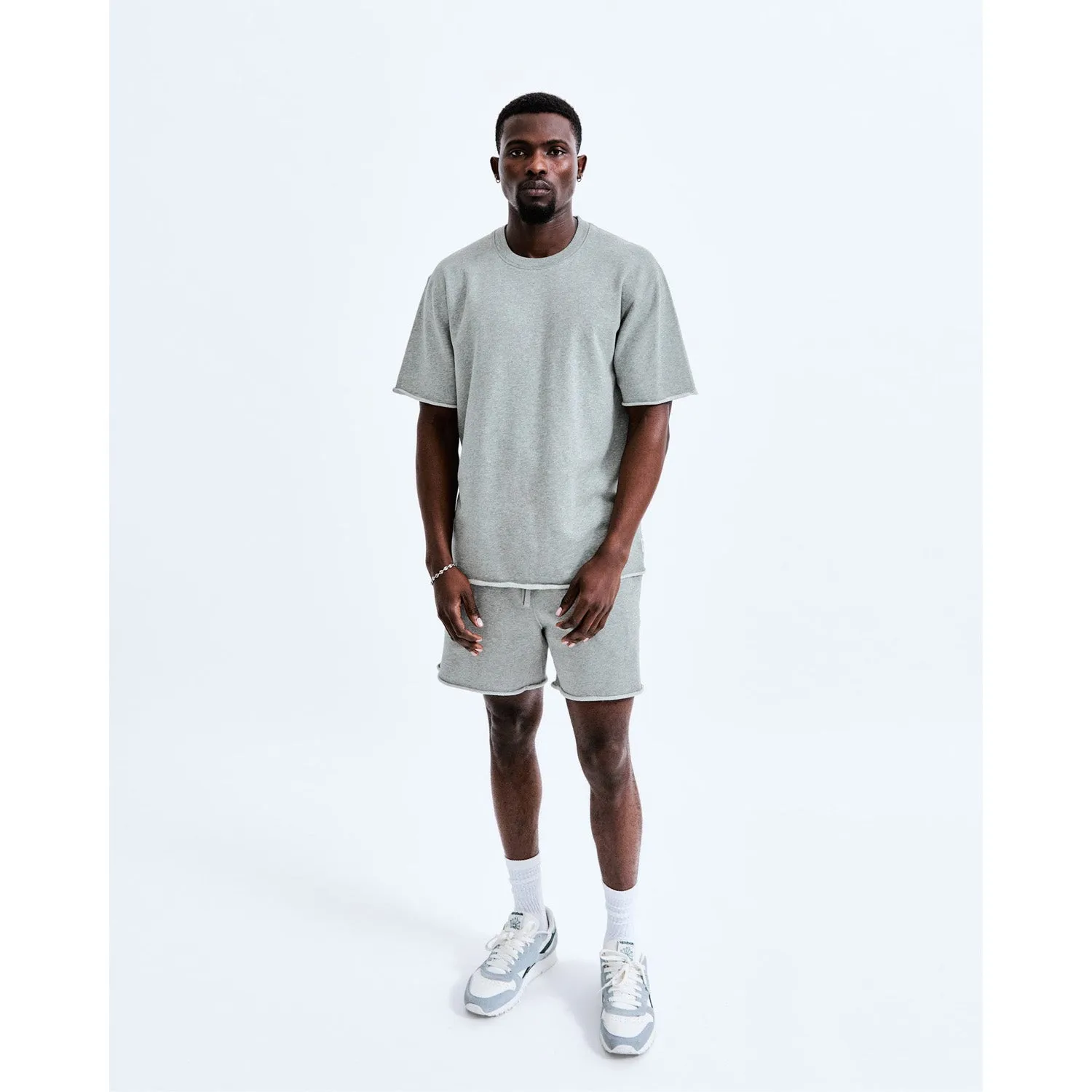 Reigning Champ Men Lightweight Terry Cut Off Crewneck Tees Heather Grey RC-3870-HGRY