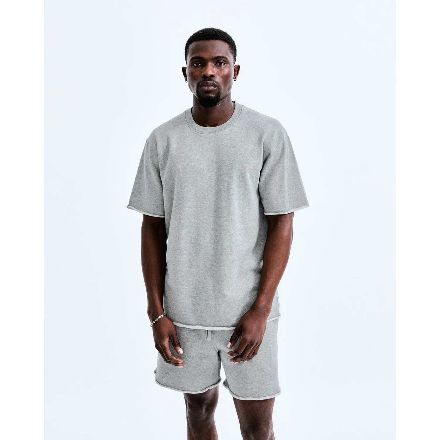 Reigning Champ Men Lightweight Terry Cut Off Crewneck Tees Heather Grey RC-3870-HGRY