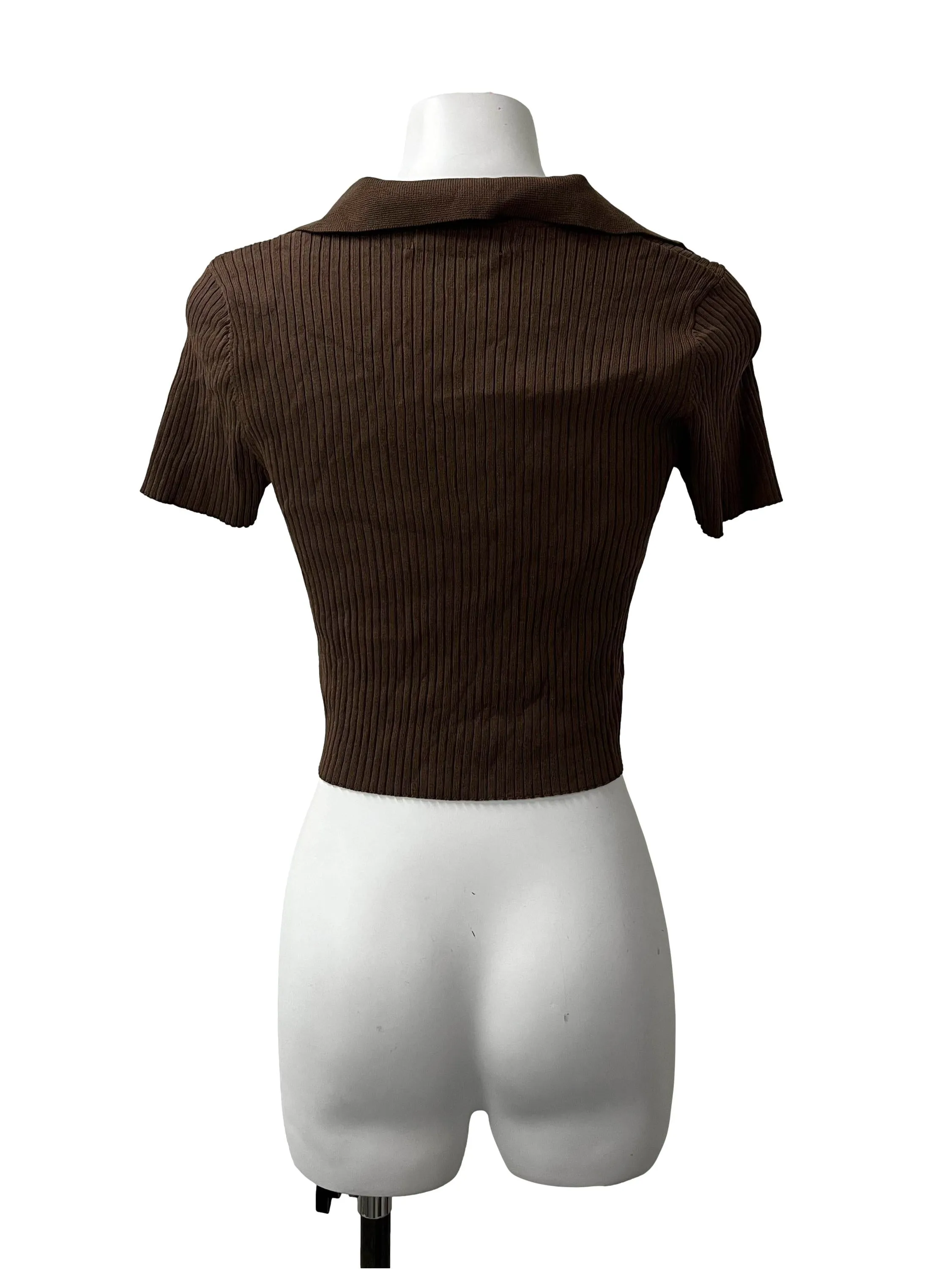 Ribbed Brown Crop Top