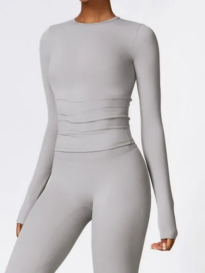 Round Neck Long Sleeve Active T-Shirt
