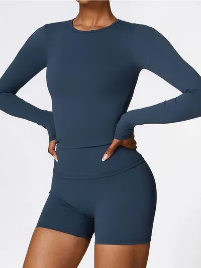 Round Neck Long Sleeve Active T-Shirt