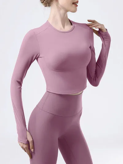 Round Neck Long Sleeve Active T-Shirt