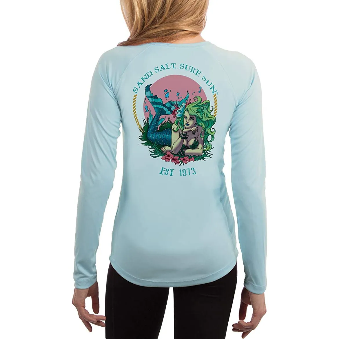 SAND.SALT.SURF.SUN. Mermaid Women's UPF 50  UV Sun Protection Performance Long Sleeve T-Shirt