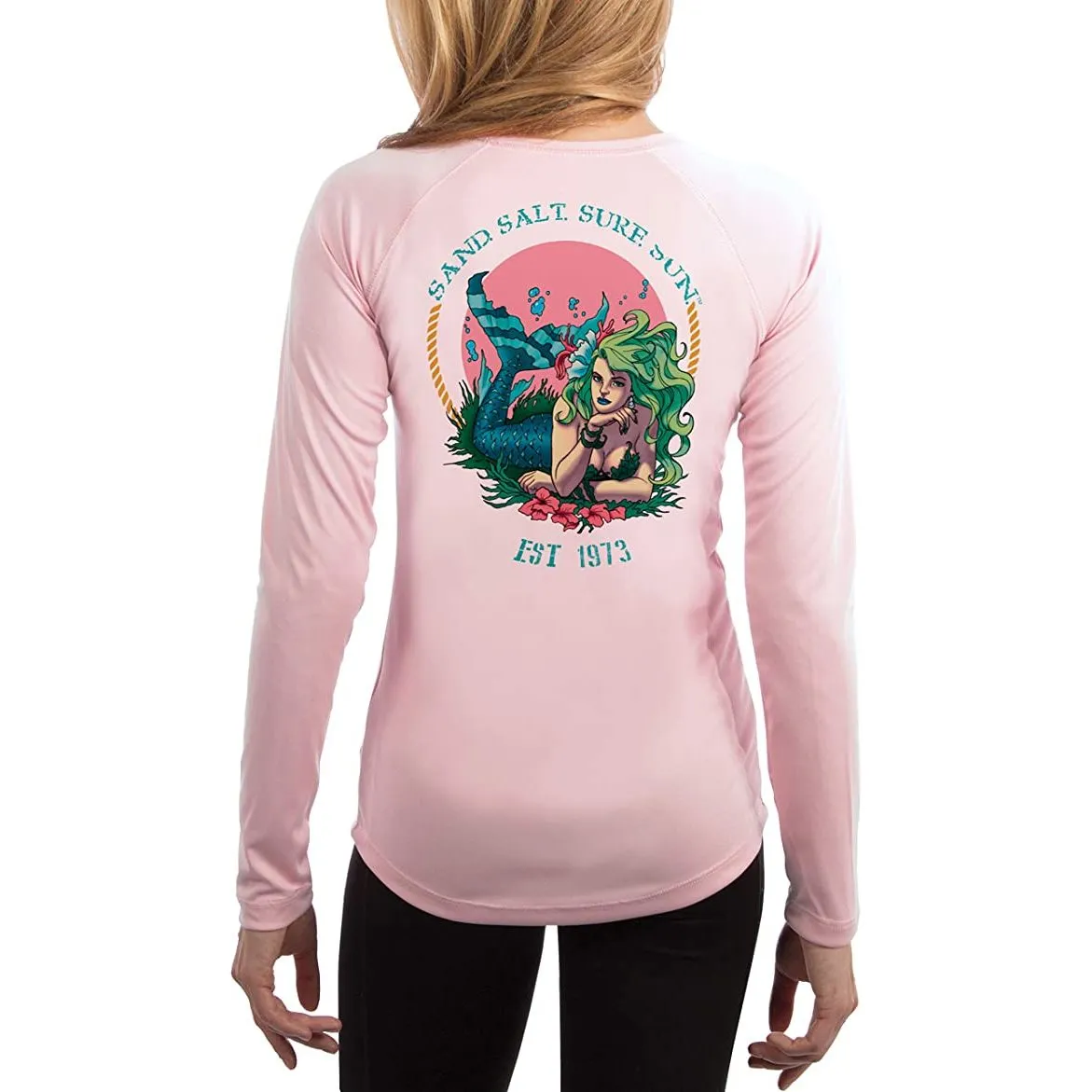 SAND.SALT.SURF.SUN. Mermaid Women's UPF 50  UV Sun Protection Performance Long Sleeve T-Shirt