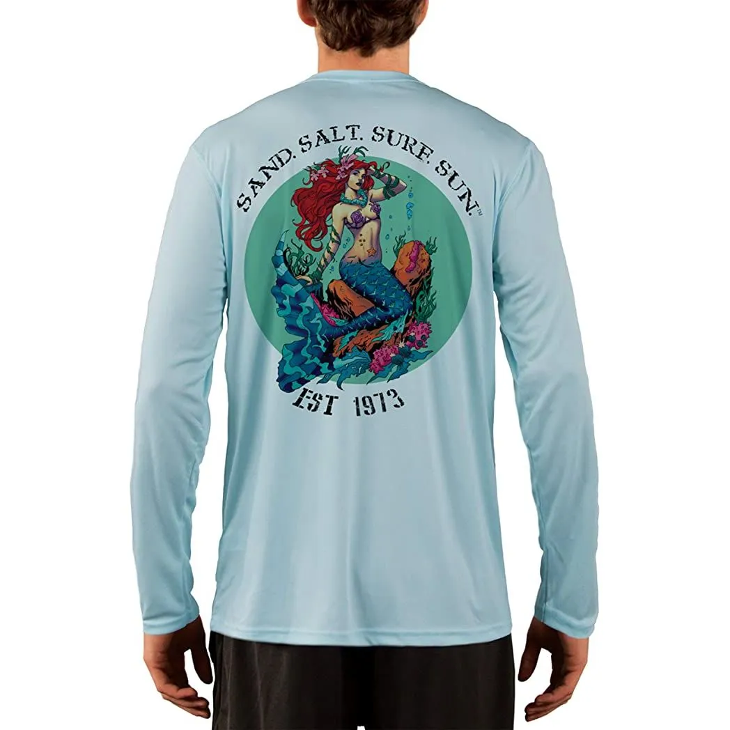 SAND.SALT.SURF.SUN. Redhead Mermaid Men's UPF 50  UV Sun Protection Performance Long Sleeve T-Shirt