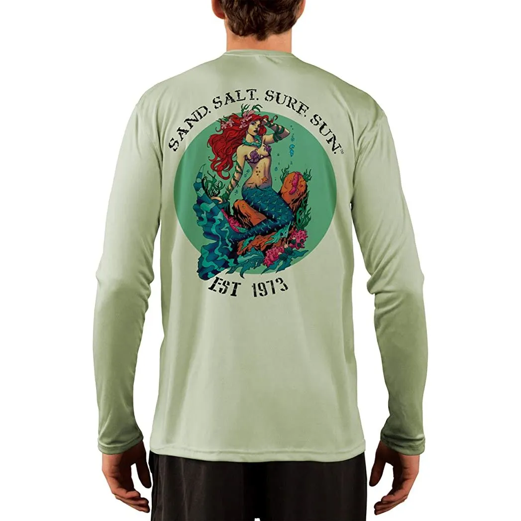 SAND.SALT.SURF.SUN. Redhead Mermaid Men's UPF 50  UV Sun Protection Performance Long Sleeve T-Shirt