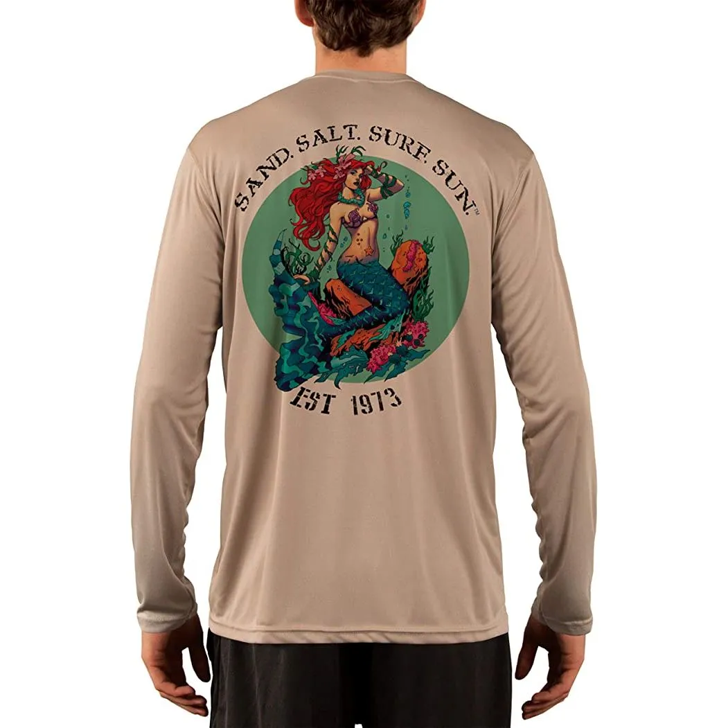 SAND.SALT.SURF.SUN. Redhead Mermaid Men's UPF 50  UV Sun Protection Performance Long Sleeve T-Shirt