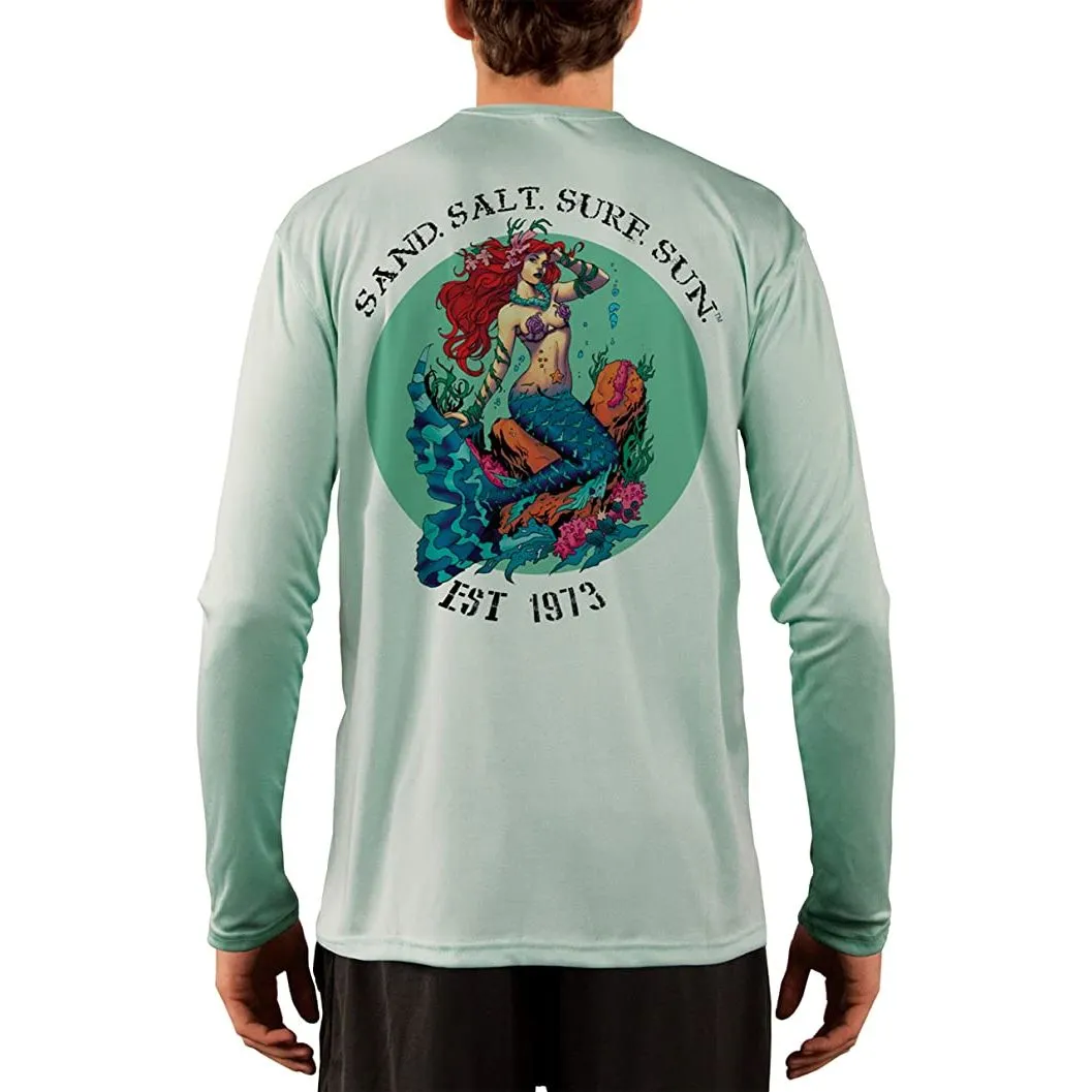SAND.SALT.SURF.SUN. Redhead Mermaid Men's UPF 50  UV Sun Protection Performance Long Sleeve T-Shirt
