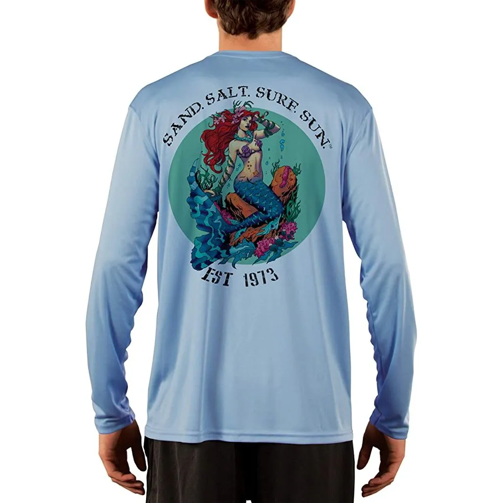 SAND.SALT.SURF.SUN. Redhead Mermaid Men's UPF 50  UV Sun Protection Performance Long Sleeve T-Shirt