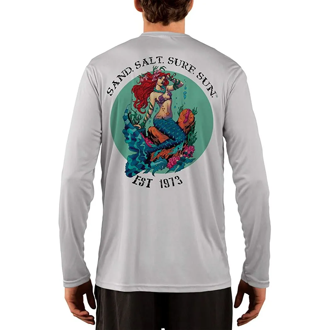 SAND.SALT.SURF.SUN. Redhead Mermaid Men's UPF 50  UV Sun Protection Performance Long Sleeve T-Shirt