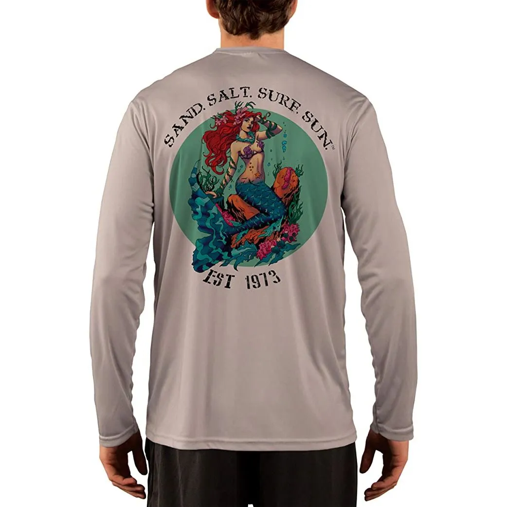SAND.SALT.SURF.SUN. Redhead Mermaid Men's UPF 50  UV Sun Protection Performance Long Sleeve T-Shirt