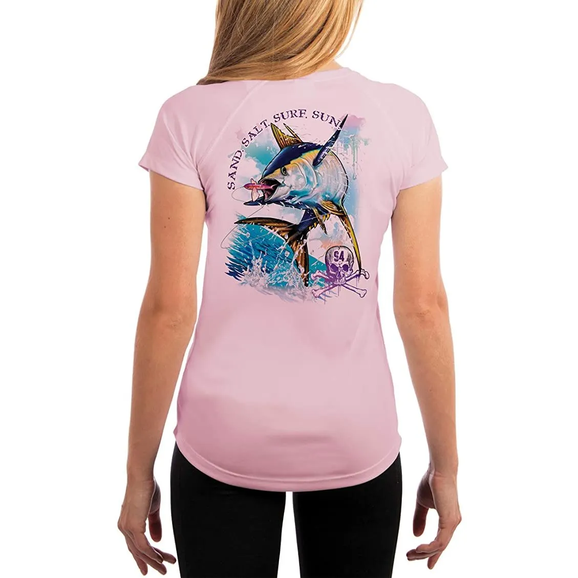 SAND.SALT.SURF.SUN. Tuna Women's UPF 50  UV Sun Protection Performance Short Sleeve T-Shirt