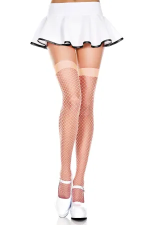 Stretch Fishnet Thigh Highs Nude