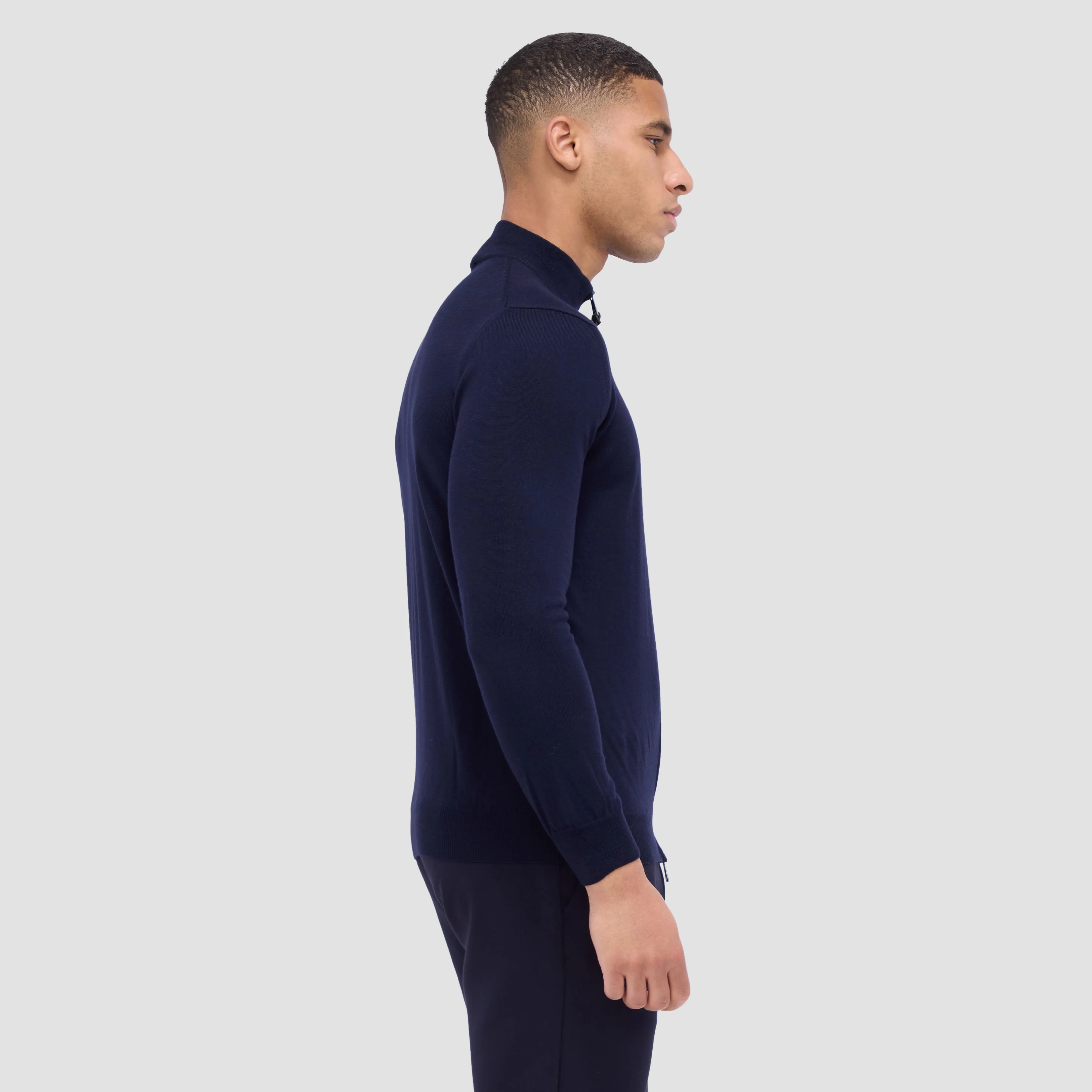 Super Merino Mock Neck Full Zip Sweater