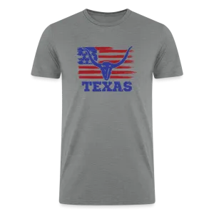 Texas Longhorn Legacy: Premium Tri-Blend Shirt with Iconic American Flag