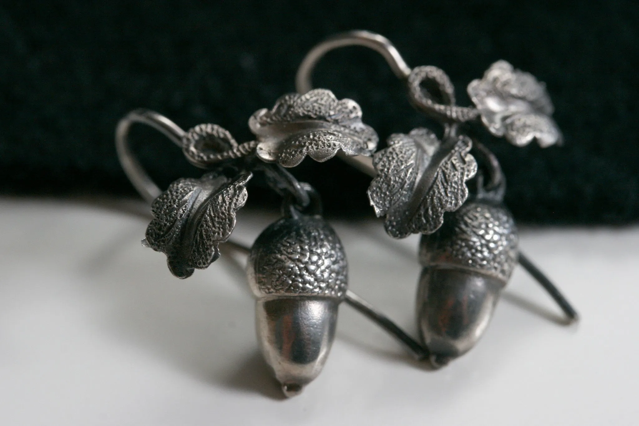 Victorian Silver Acorn Earrings