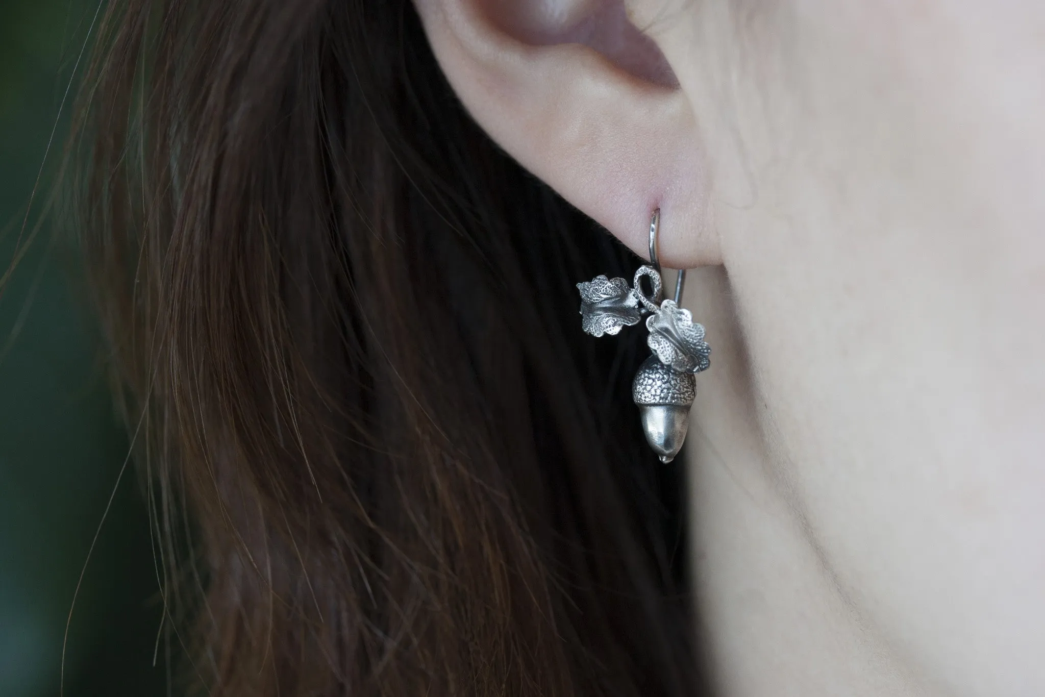 Victorian Silver Acorn Earrings